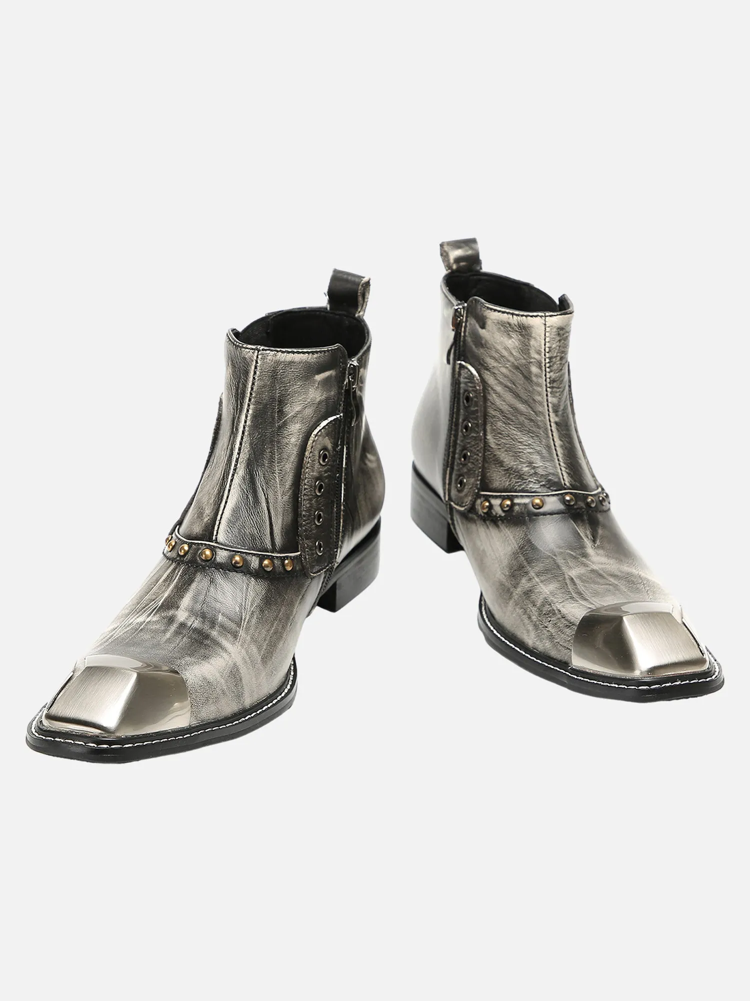 Cowhide Square Toe British Bbrogue Engraved Chelsea Boots sold by Thesupermade product image thumbnail 5