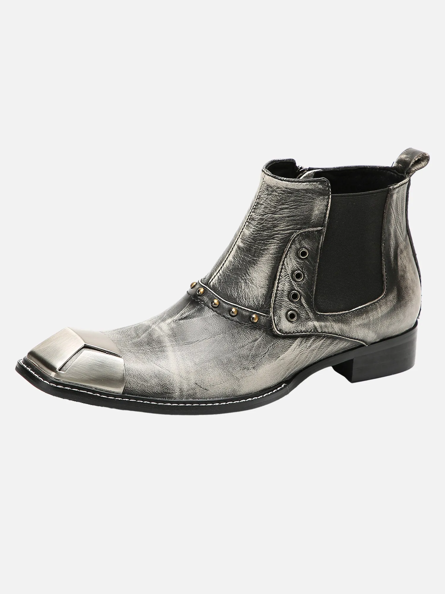 Cowhide Square Toe British Bbrogue Engraved Chelsea Boots sold by Thesupermade product image thumbnail 2