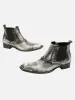 Cowhide Square Toe British Bbrogue Engraved Chelsea Boots sold by Thesupermade