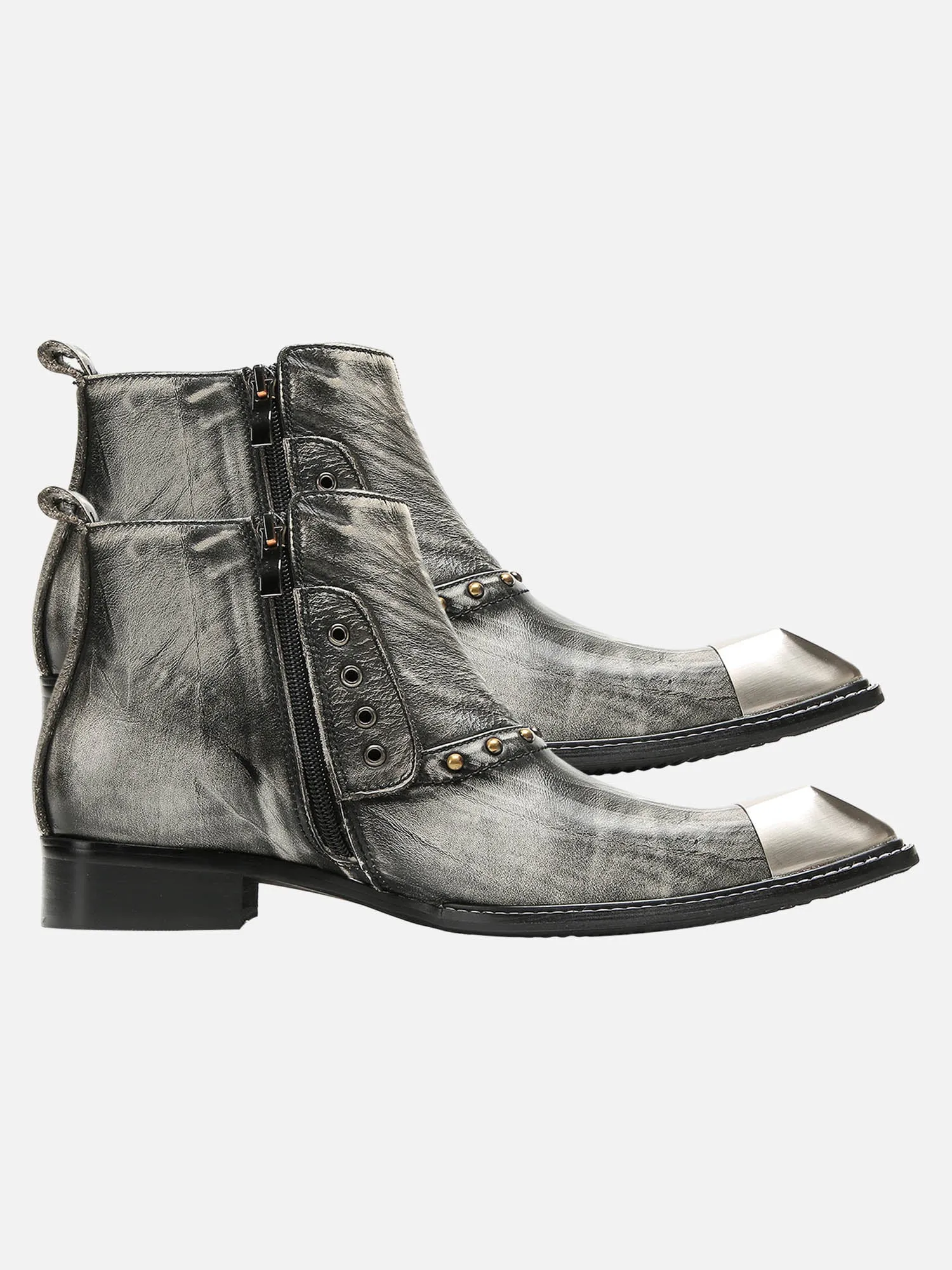 Cowhide Square Toe British Bbrogue Engraved Chelsea Boots sold by Thesupermade product image thumbnail 4