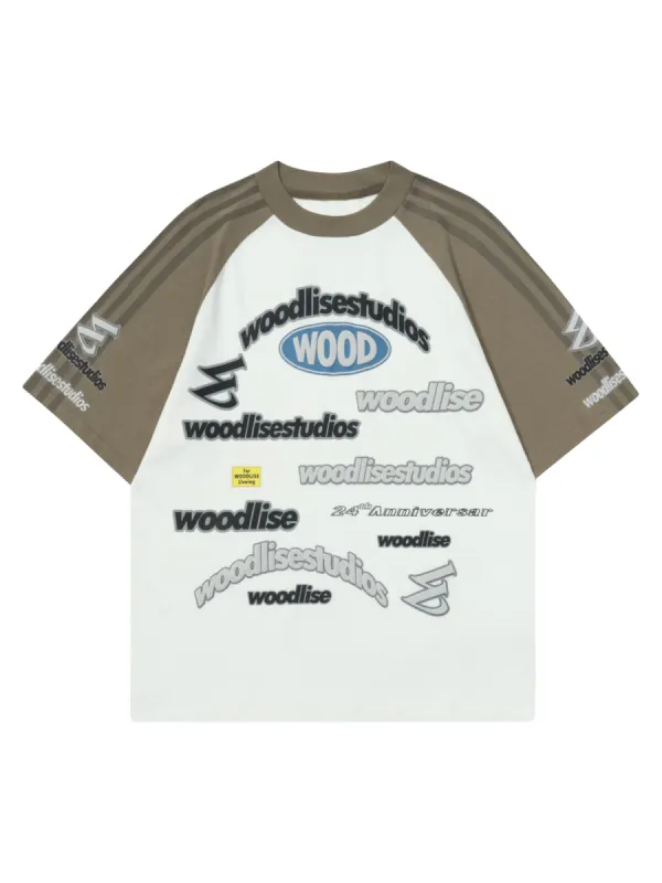 Thesupermade High Street Retro Color-Blocked T-shirt - 2098 sold by Thesupermade