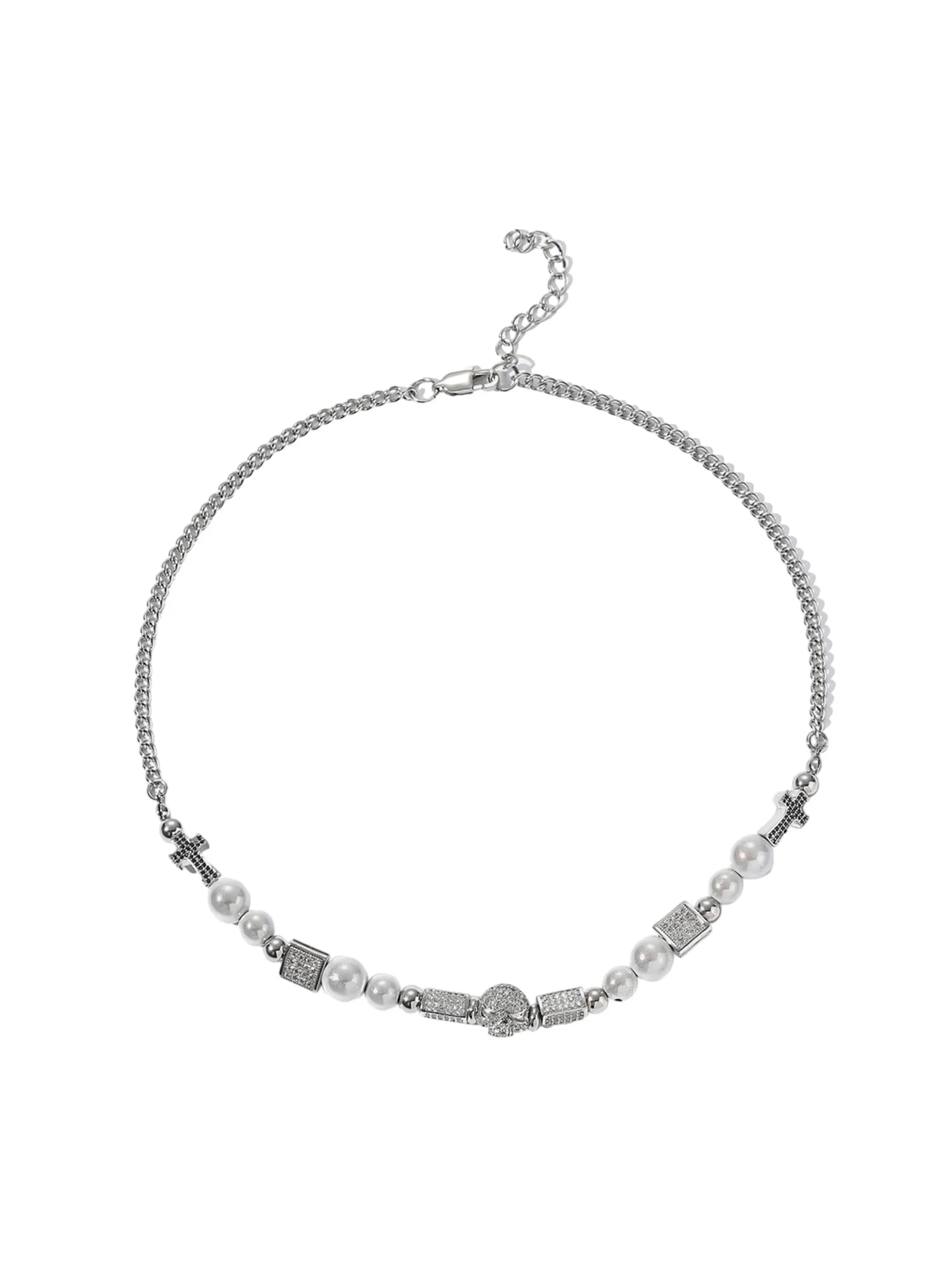 Thesupermade Skull Diamonds Stainless Steel Necklace sold by Thesupermade