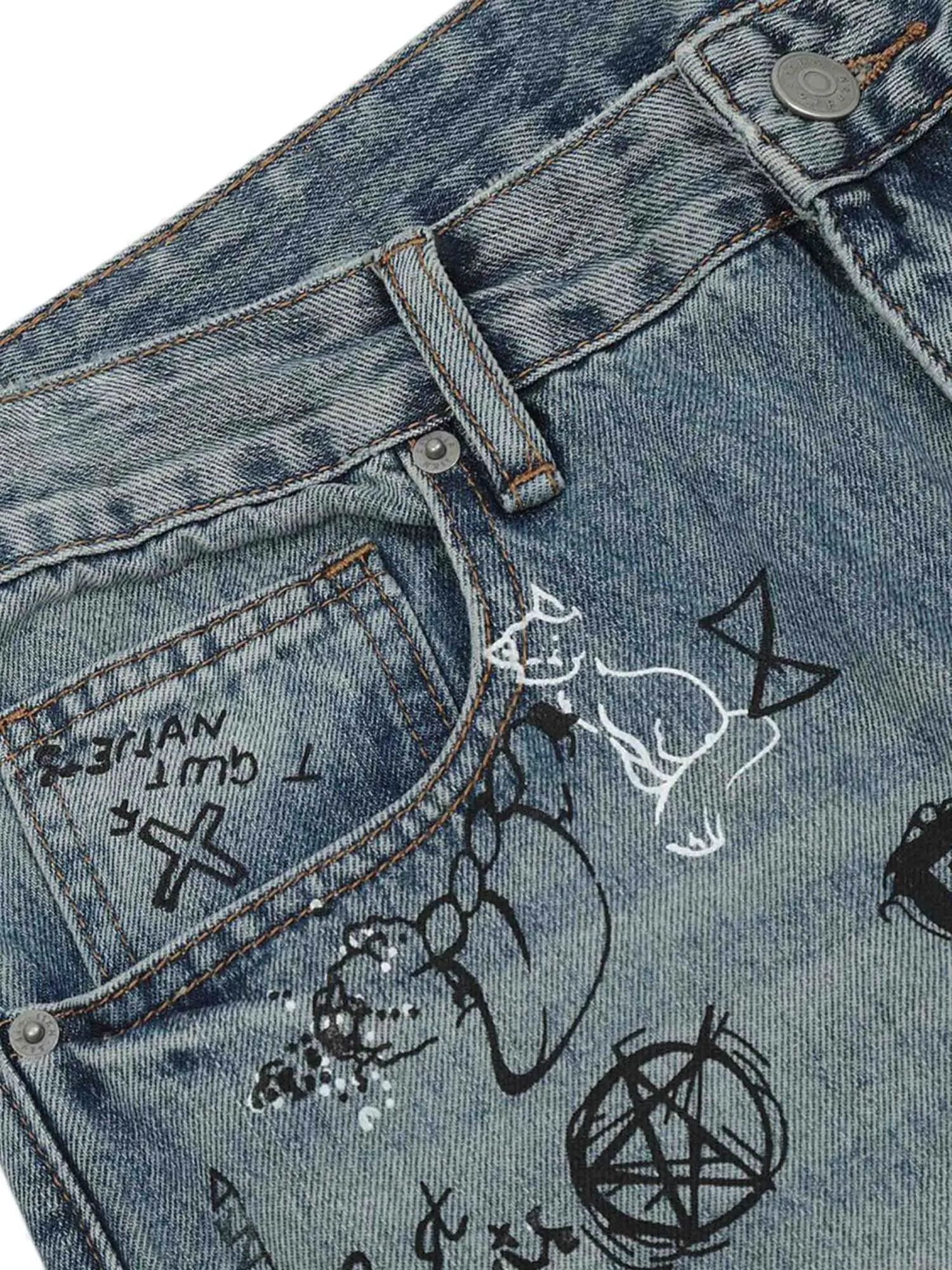 Thesupermade Washed Graffiti Ripped Jeans sold by Thesupermade product image thumbnail 3