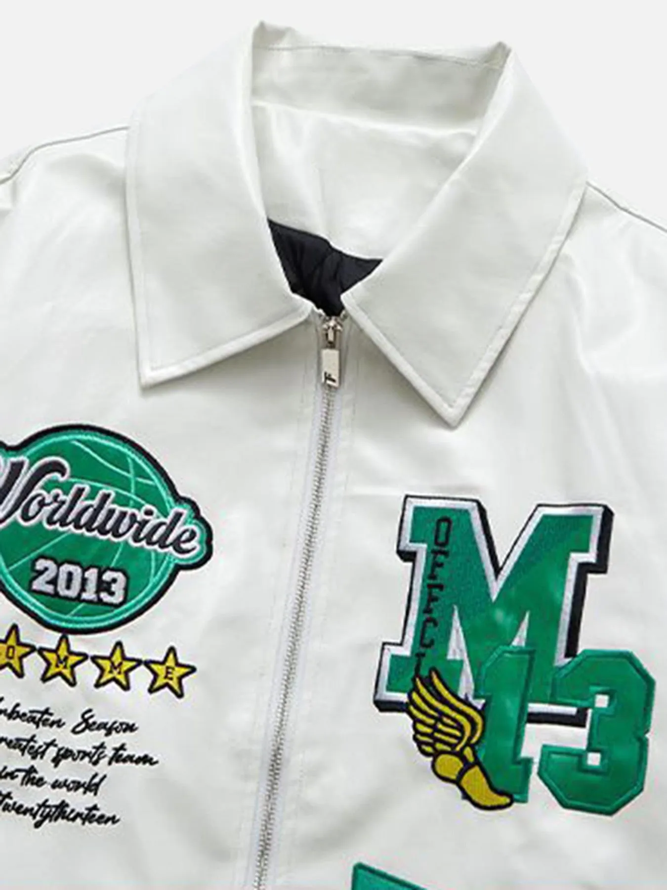 Thesupermade PU Leather Patchwork Embroidered Loose Jacket sold by Thesupermade product image thumbnail 5