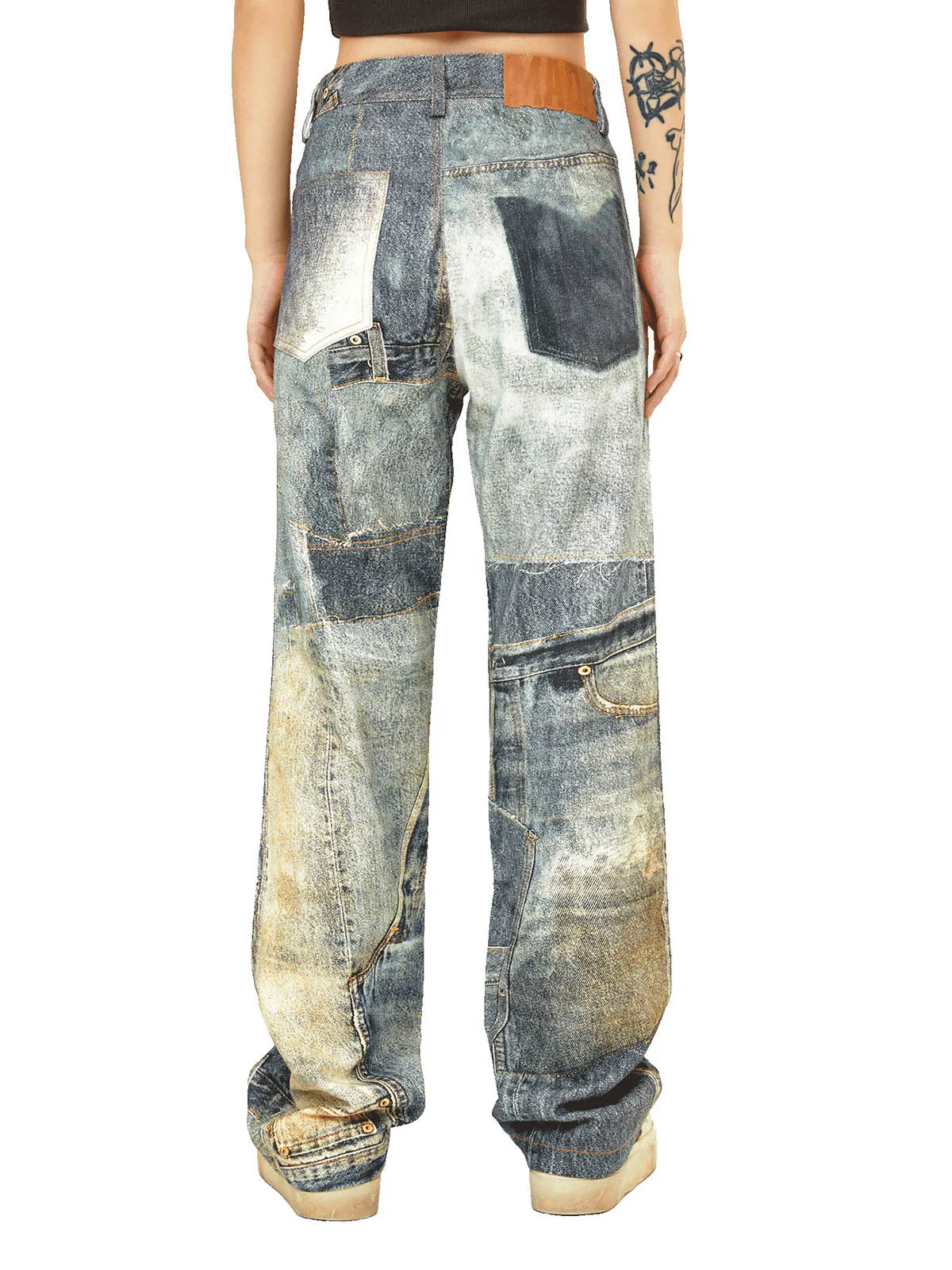 Thesupermade Street Hip-Hop Deconstructed Print Jeans sold by Thesupermade product image thumbnail 3