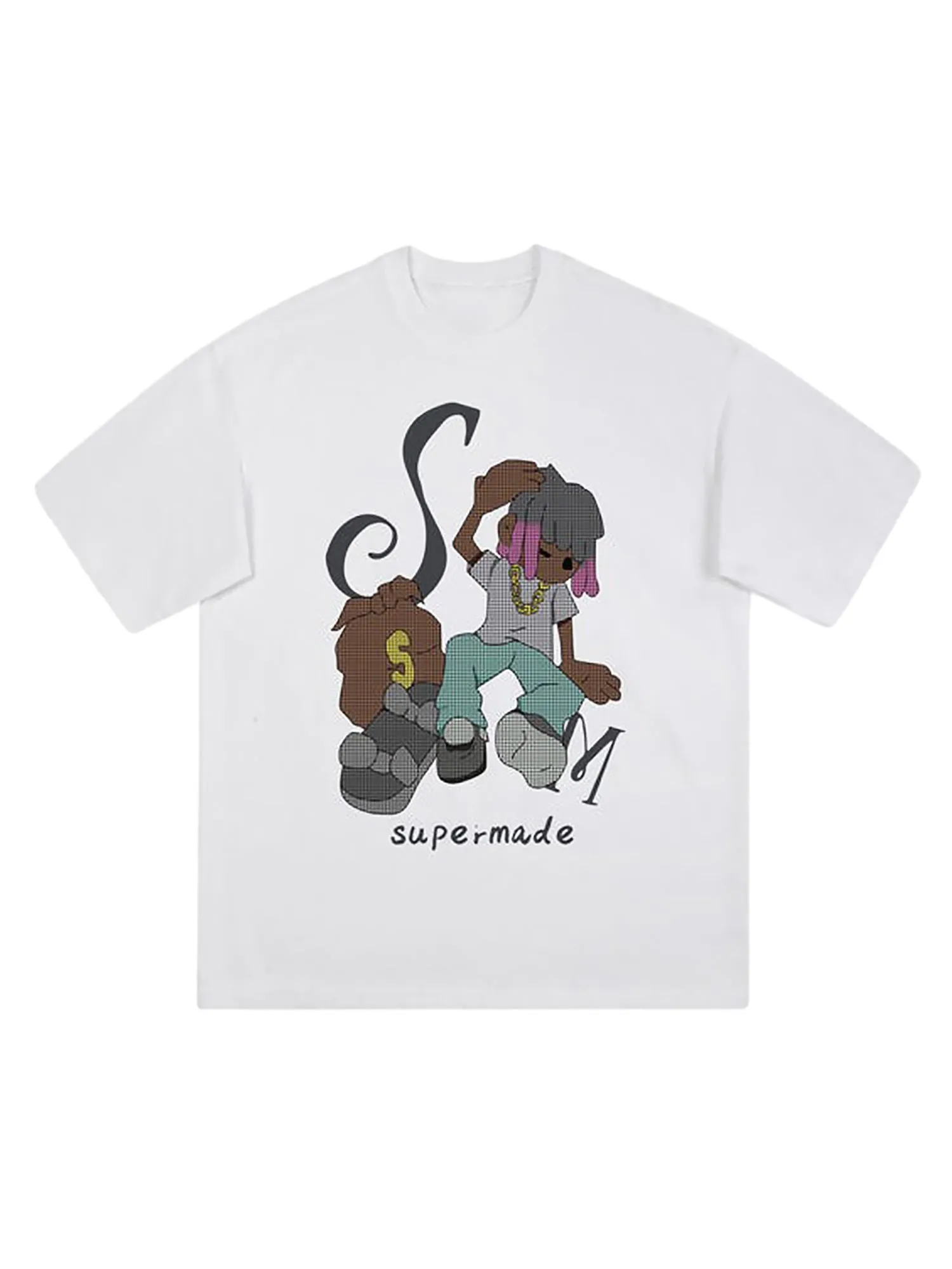 Thesupermade Hip Hop Cartoon Character Print T-shirt sold by Thesupermade product image thumbnail 3