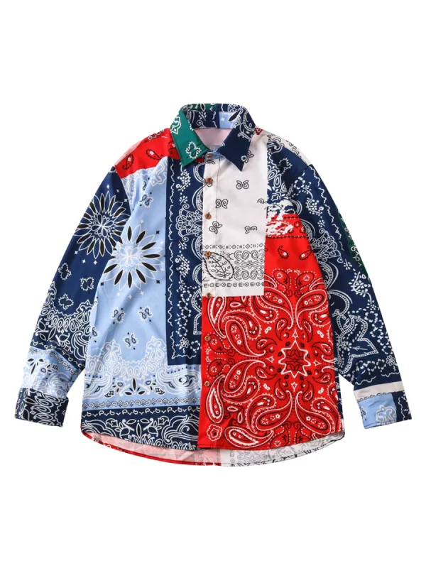Thesupermade Street Retro Cashew Flower Rap Shirts sold by Thesupermade