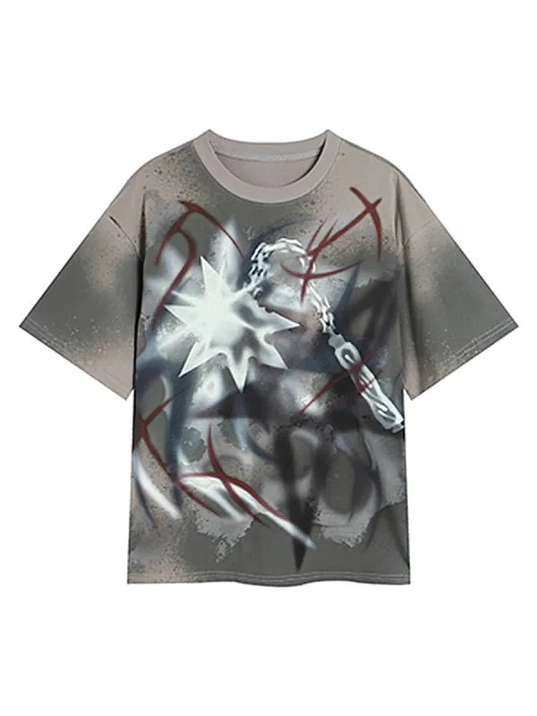 Thesupermade Graffiti Meteor Hammer Spray-painted T-shirt - 2111 sold by Thesupermade