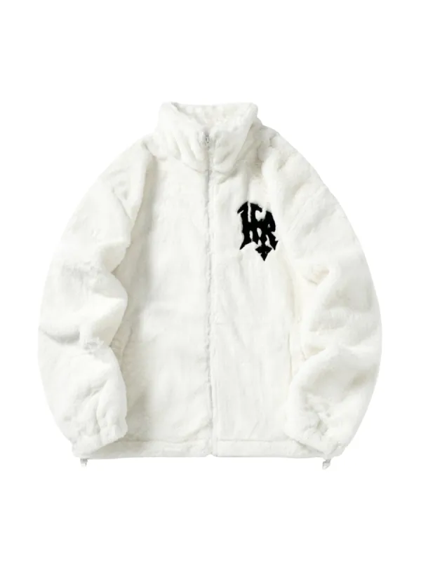 Thesupermade Hip-hop Letter Stand Collar Fur Jacket - 1908 sold by Thesupermade