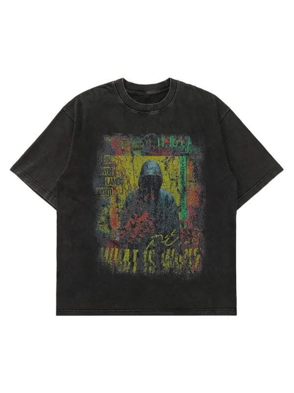 Thesupermade Retro Washed Mottled Death Street Rap T-Shirt sold by Thesupermade