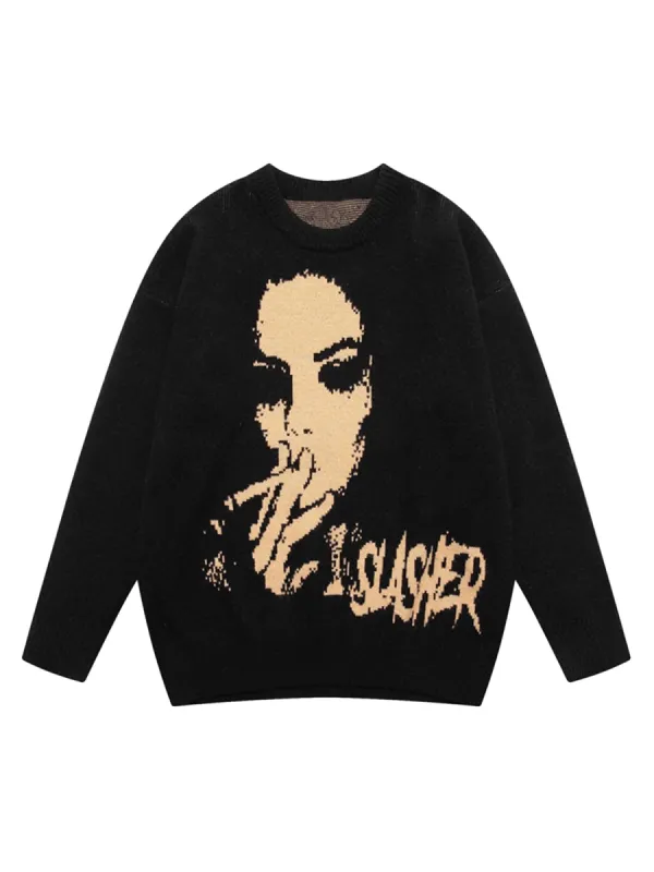 Thesupermade Vintage Portrait Knit Sweater sold by Thesupermade