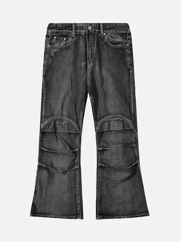 Wasteland Style Washed Distressed Pleated Flare Jeans sold by Thesupermade