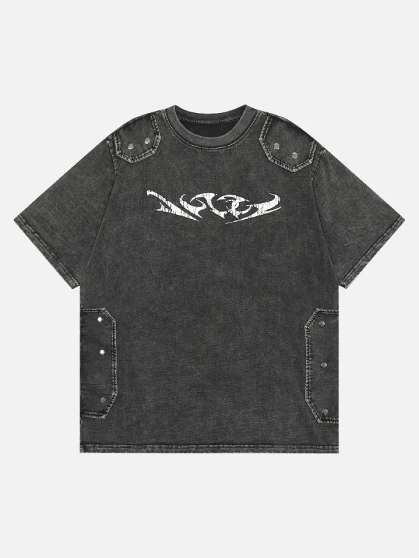 High Street Washed Distressed Sickle Print Patch T-shirt sold by Thesupermade