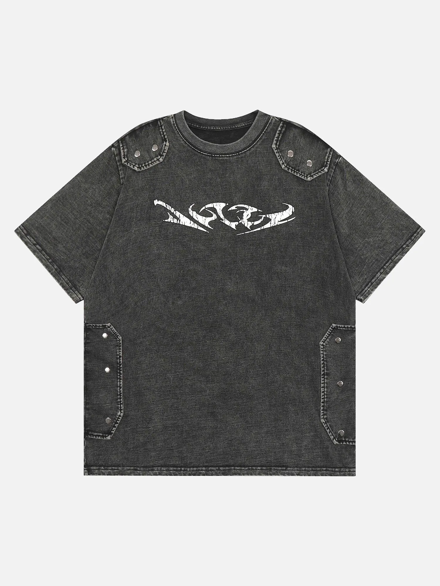 High Street Washed Distressed Sickle Print Patch T-shirt sold by Thesupermade