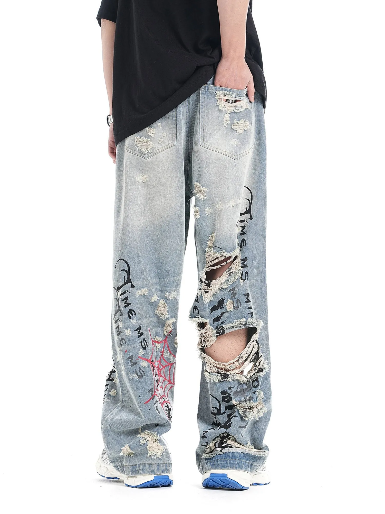 Personalized Cut Hand-printed Jeans sold by Thesupermade product image thumbnail 4