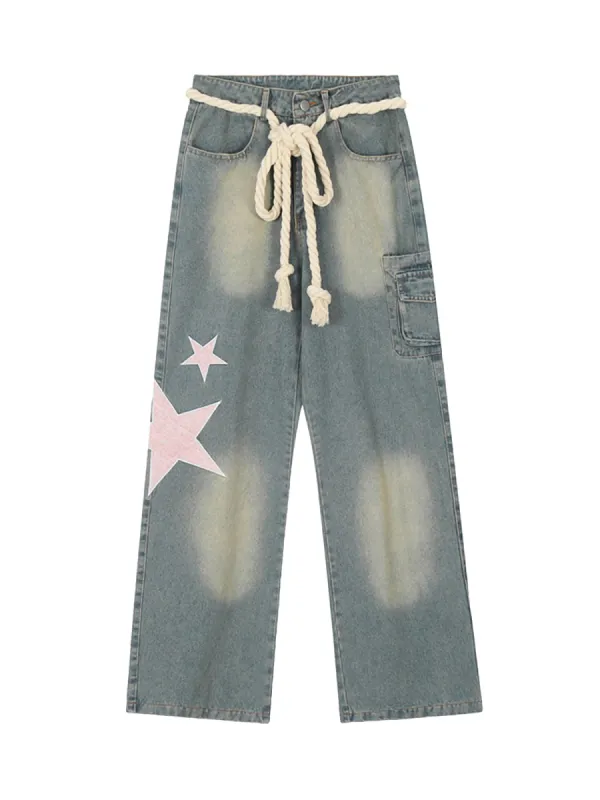 Thesupermade Pentagram Embroidered Loose Straight Leg Pants sold by Thesupermade