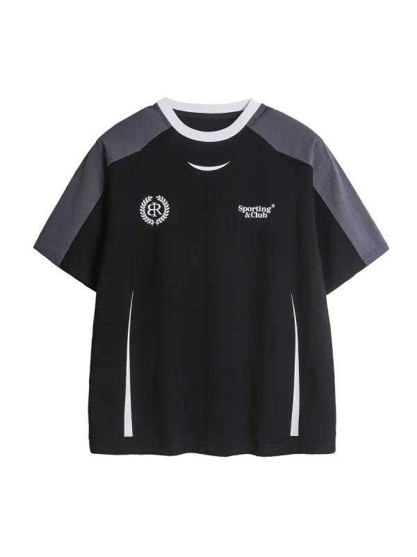 Thesupermade American Retro Patchwork Print T-shirt sold by Thesupermade