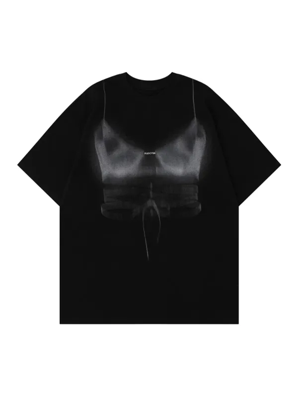 Thesupermade Loose American Fuzzy Fun Printed T-shirt sold by Thesupermade