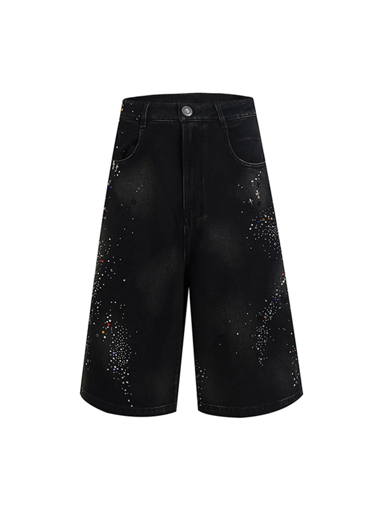 Thesupermade Dye Washed Distressed Diamond Denim Jorts sold by Thesupermade