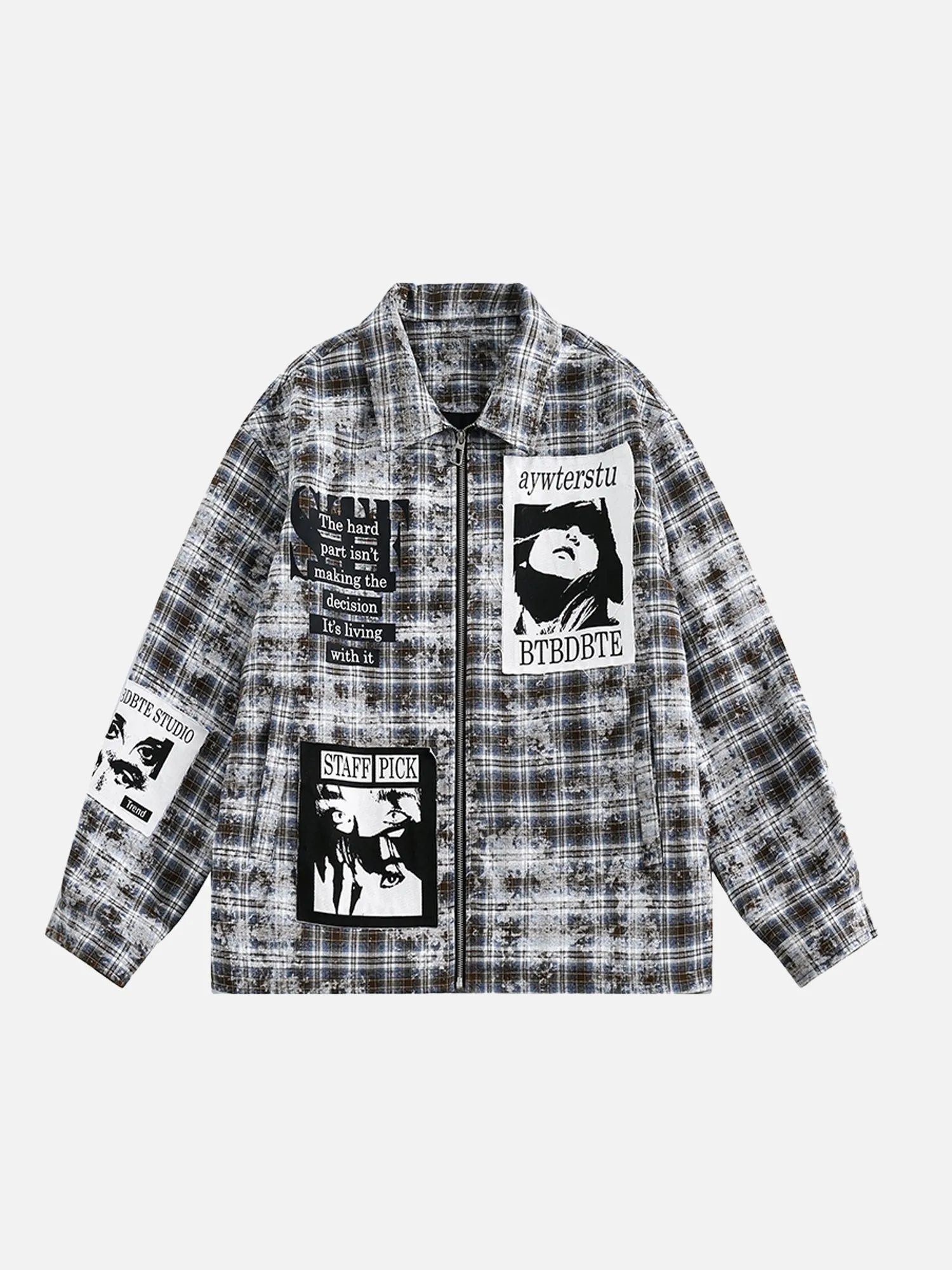 High Street Trendy Patchwork Design Long-sleeved Shirt sold by Thesupermade