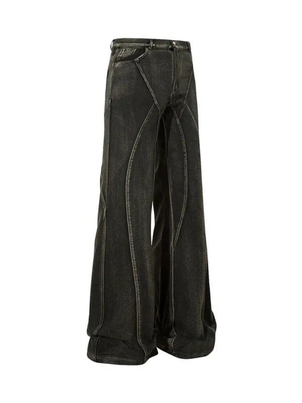 Thesupermade Washed Split Design Hip-Hop Horn Jeans - 2138 sold by Thesupermade