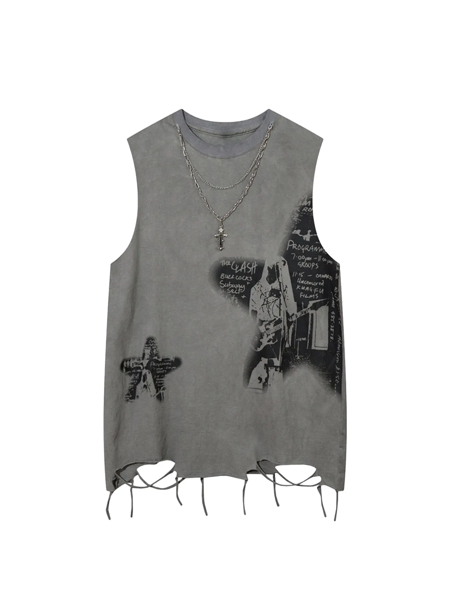 Thesupermade Vintage Necklace Star Print Hip-hop Tank Top - 2070 sold by Thesupermade