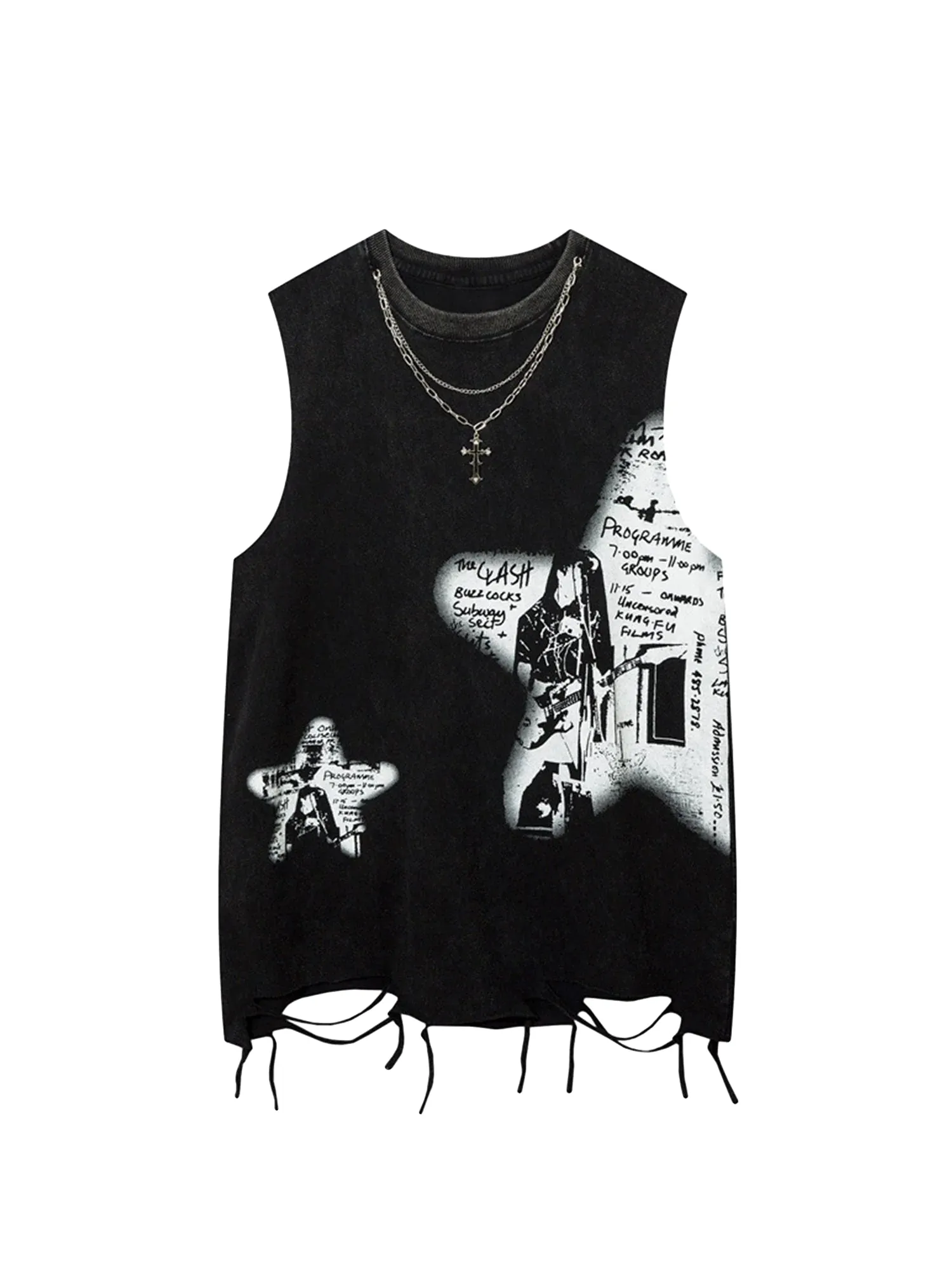 Thesupermade Vintage Necklace Star Print Hip-hop Tank Top - 2070 sold by Thesupermade product image thumbnail 2