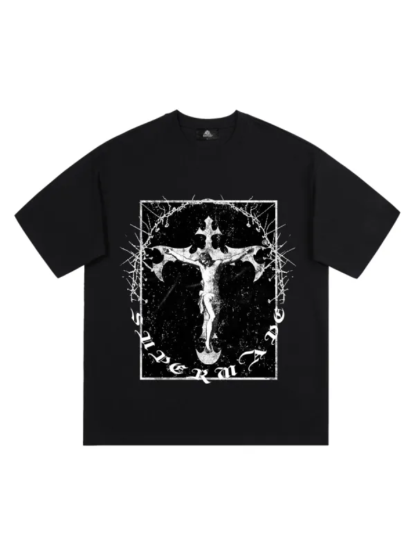 Thesupermade Retro Street Jesus Cross Print T-Shirt made by Thesupermade