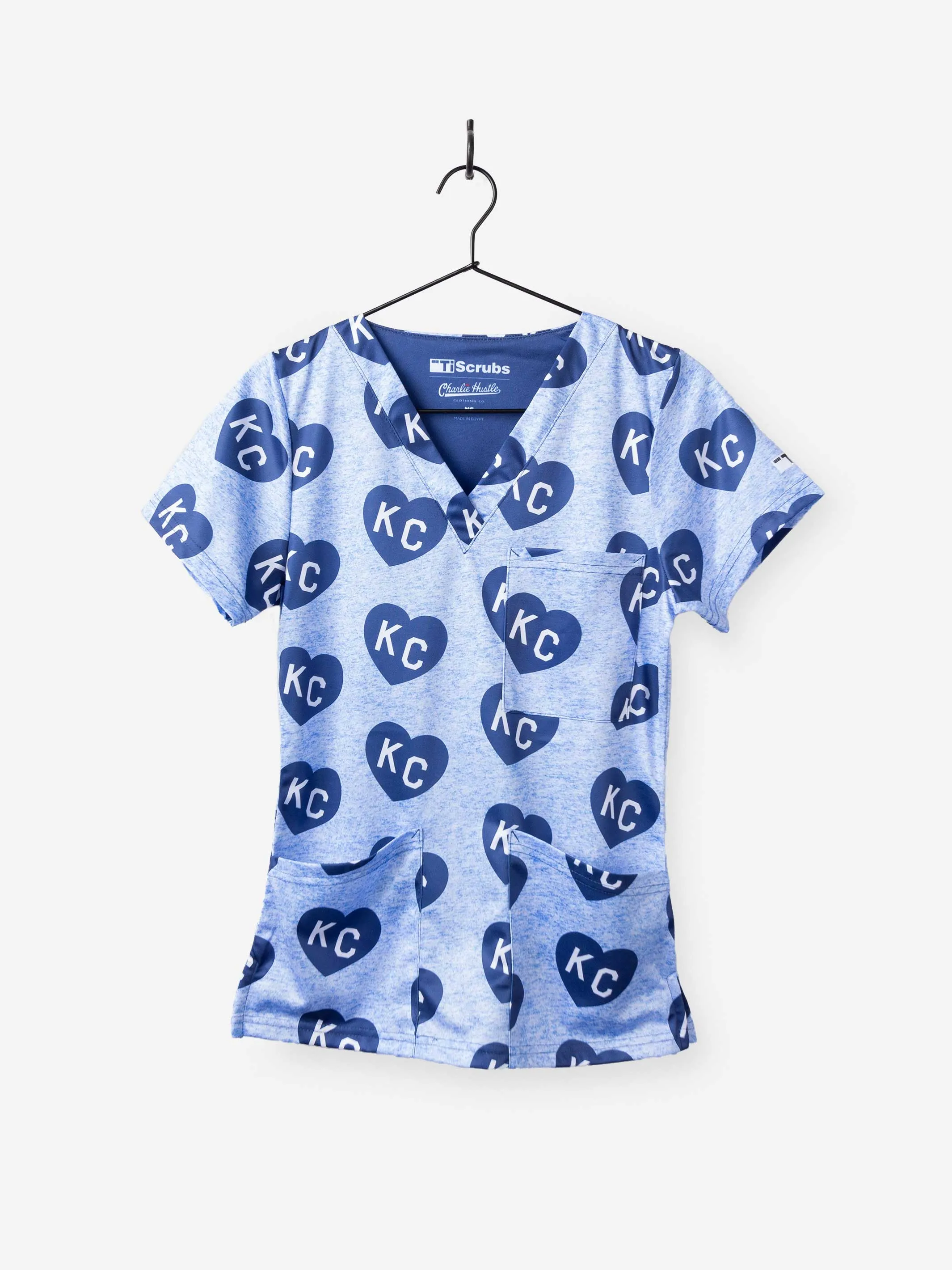 Women's "All-Over KC Heart" Scrub Top sold by TiScrubs product image thumbnail 3