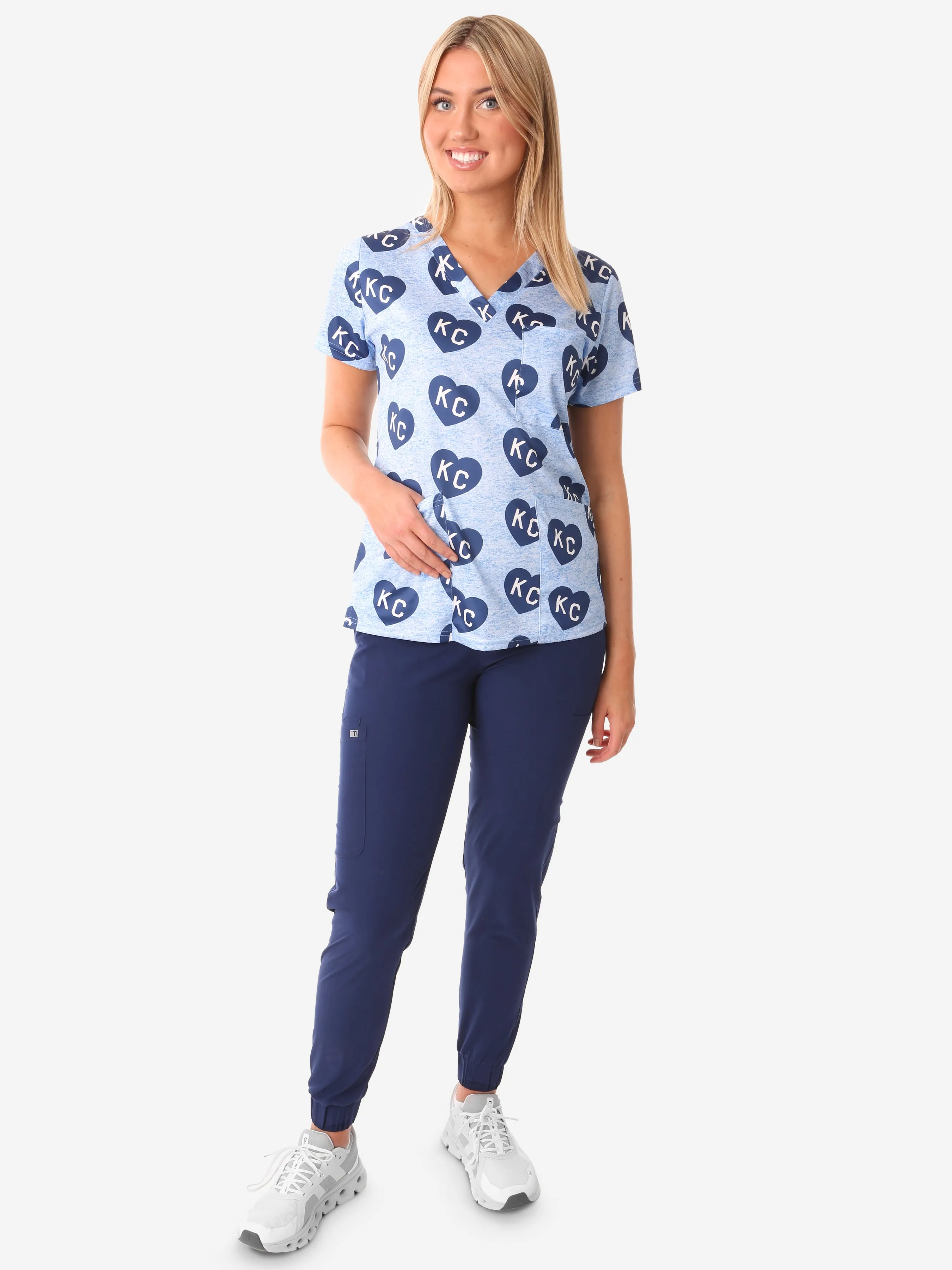 Women's "All-Over KC Heart" Scrub Top sold by TiScrubs product image thumbnail 4