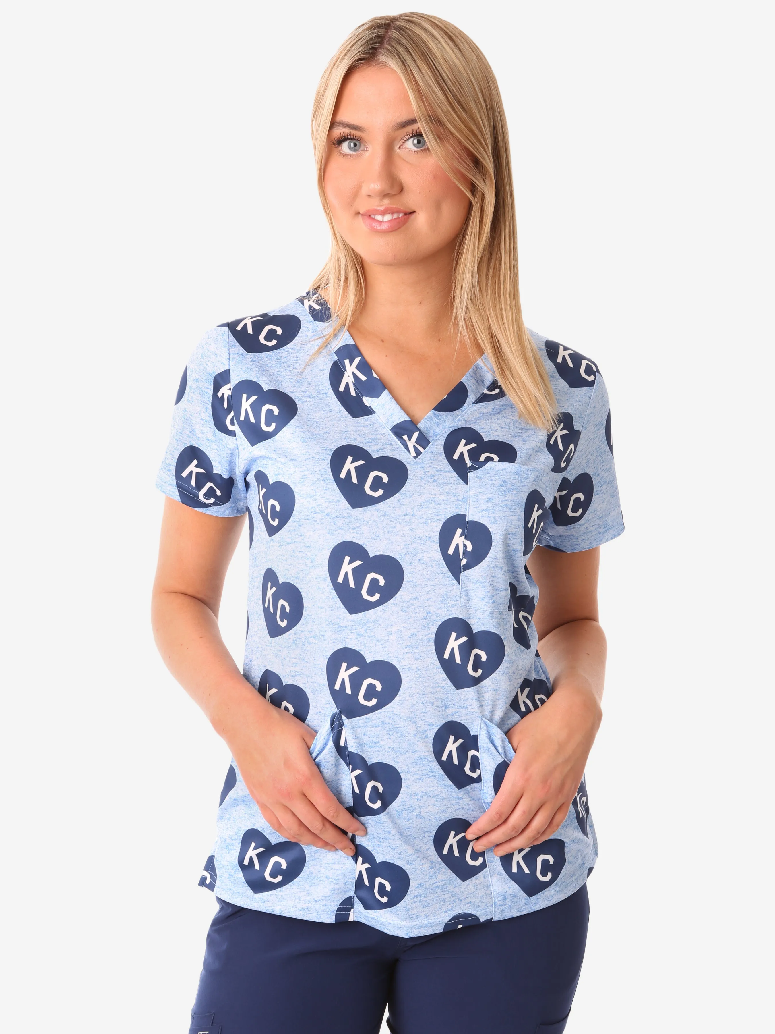 Women's "All-Over KC Heart" Scrub Top sold by TiScrubs product image thumbnail 5