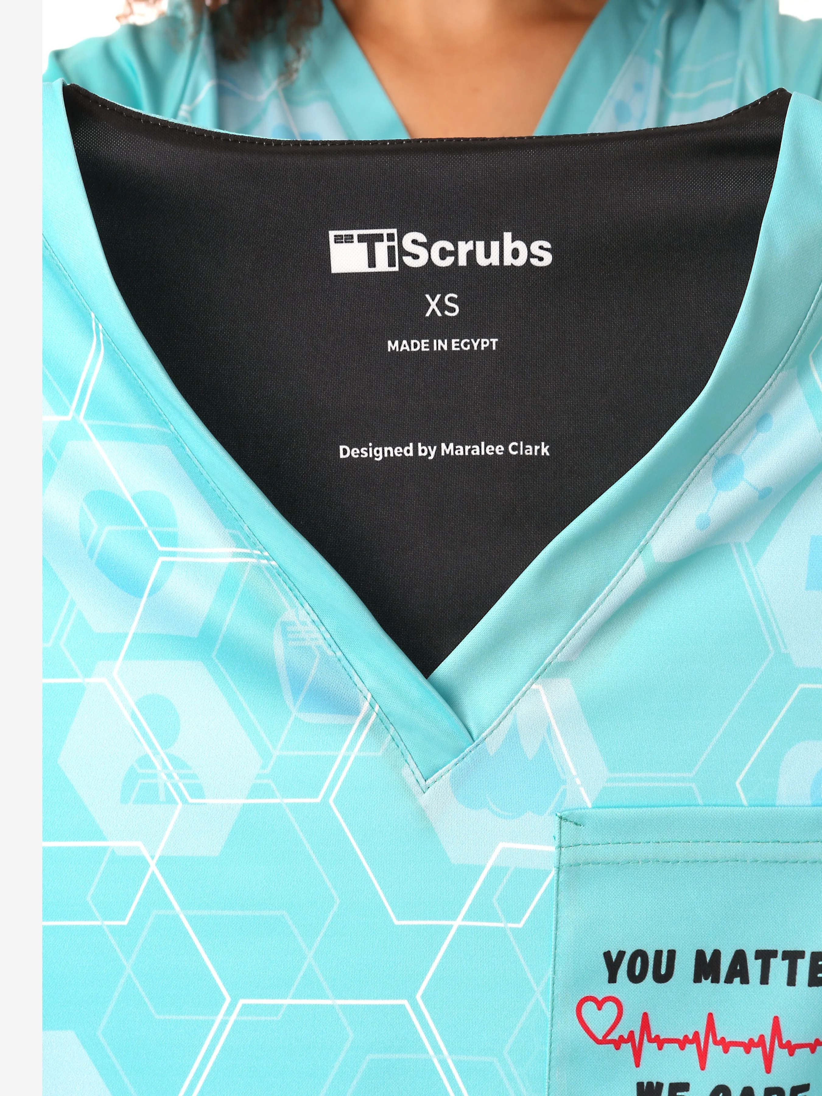 Women's "You Matter, We Care" Scrub Top sold by TiScrubs product image thumbnail 3