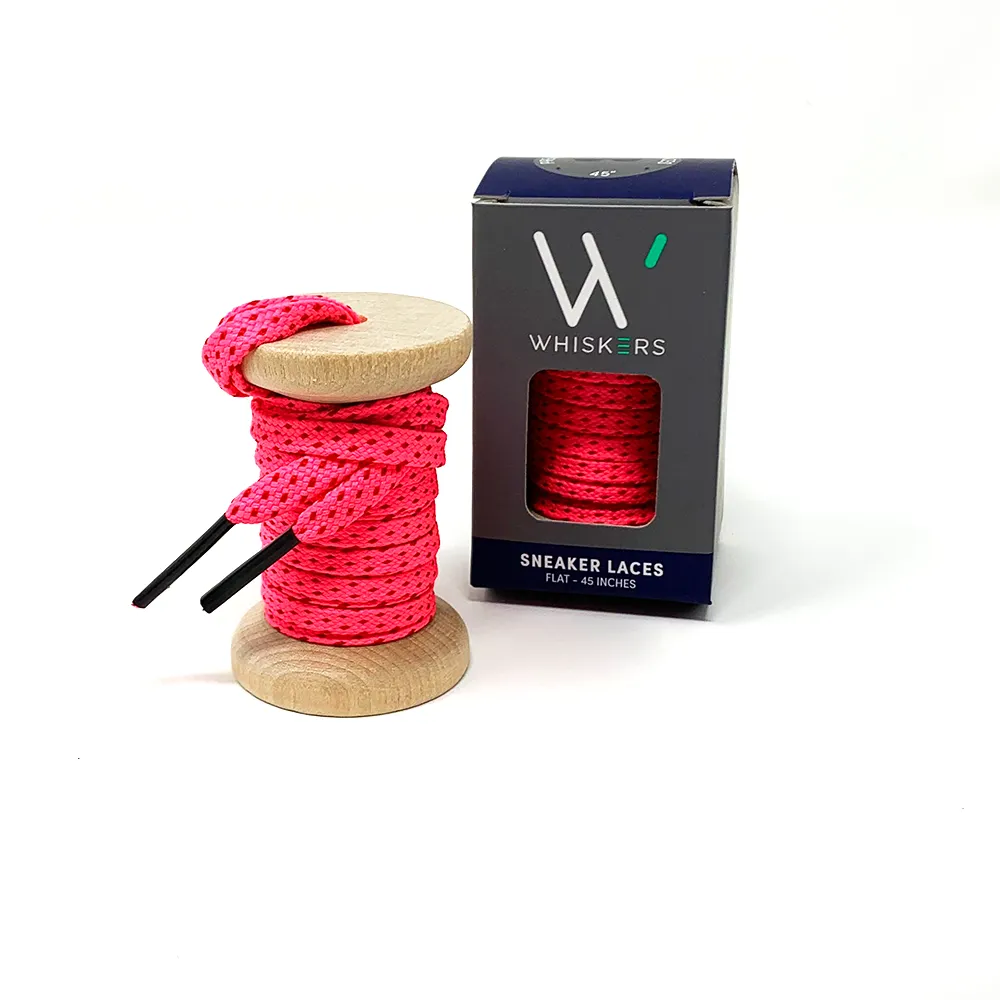 Neon Pink & Red Flat Ticked Athletic Golf Laces sold by Whiskers Laces product image thumbnail 2