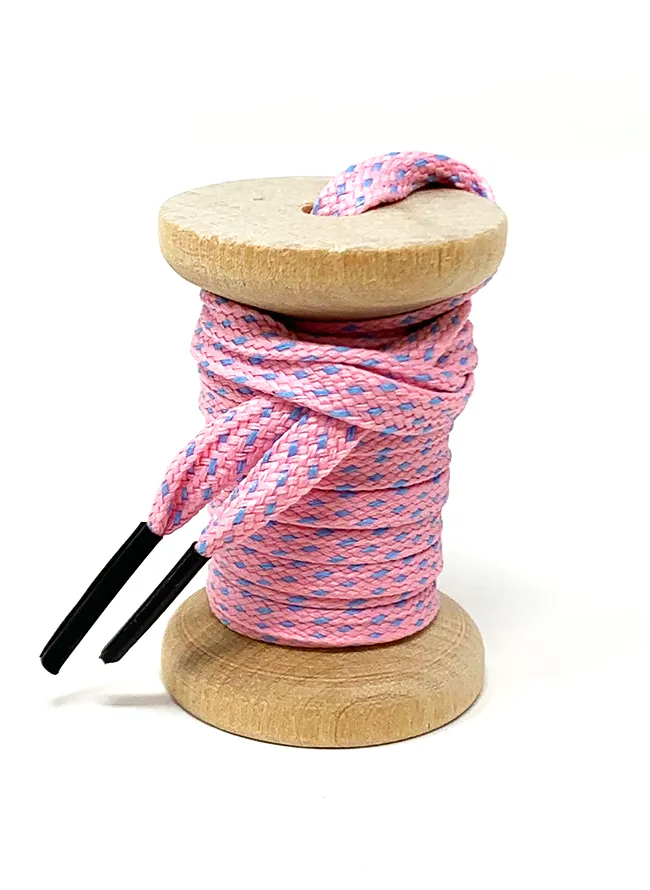 Pink & Light Blue Flat Ticked Sneaker Laces sold by Whiskers Laces
