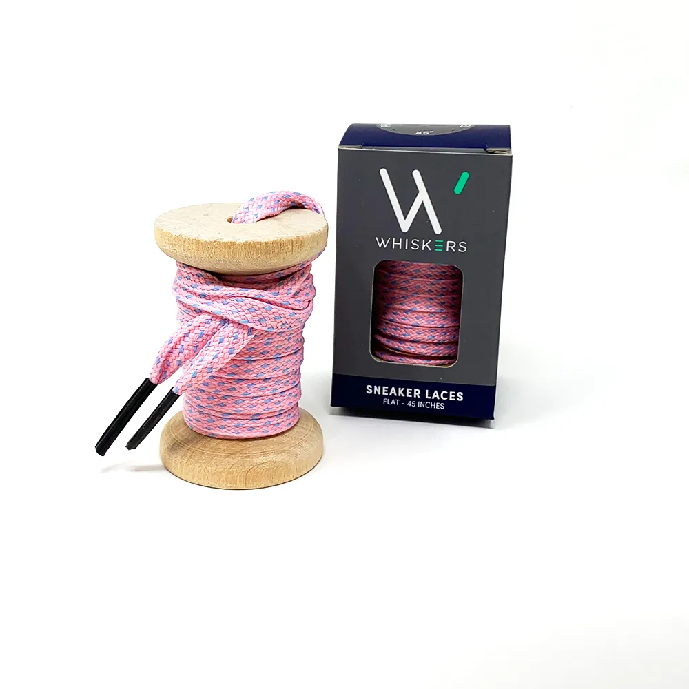 Pink & Light Blue Flat Ticked Sneaker Laces sold by Whiskers Laces product image thumbnail 2