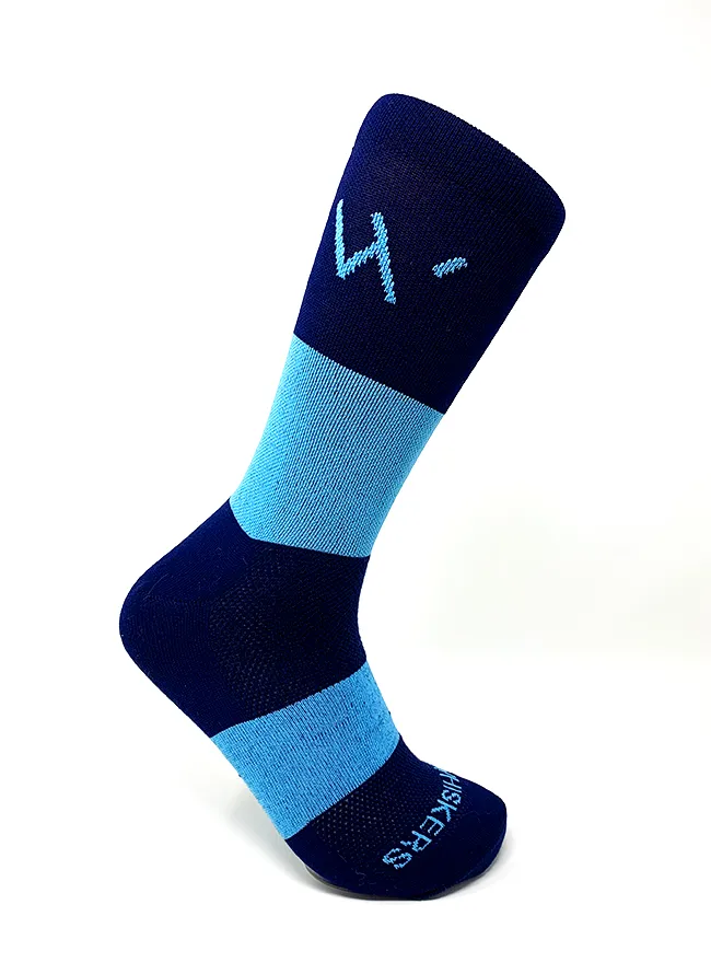 45" Navy & Light Blue Flat Ticked Sneaker Lace + Navy & Light Blue Banded Jacques Sock sold by Whiskers Laces product image thumbnail 4