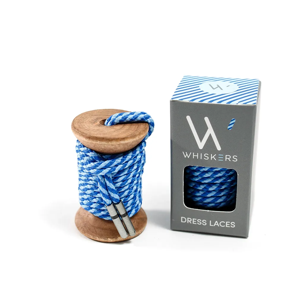 Blue & Light Blue Striped Dress Laces + Blue, Light Blue & Navy Striped Jacques Sock sold by Whiskers Laces product image thumbnail 3