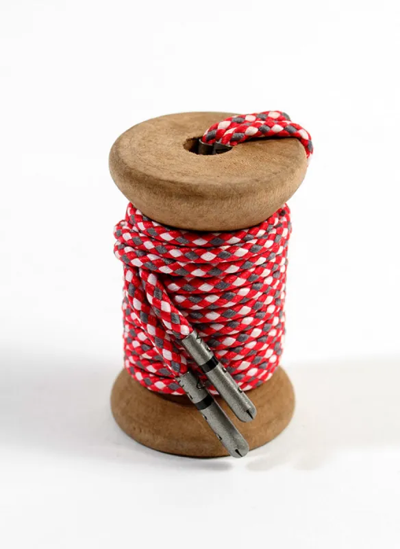 Red, Gray & White Braided Dress Laces sold by Whiskers Laces