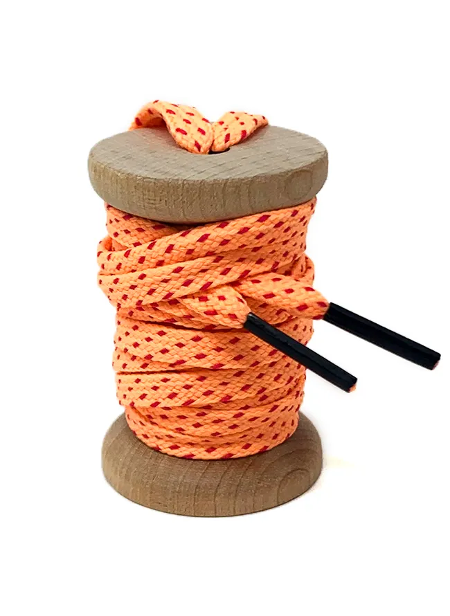 Peach & Fuchsia Flat Ticked Sneaker Laces sold by Whiskers Laces