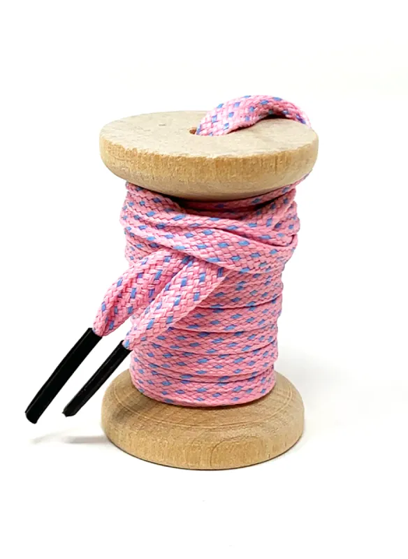 Pink & Light Blue Flat Ticked Athletic Golf Laces sold by Whiskers Laces