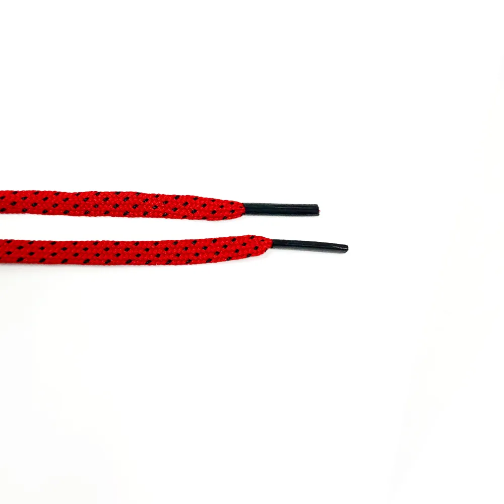 Red & Black Flat Ticked Sneaker Laces sold by Whiskers Laces product image thumbnail 3
