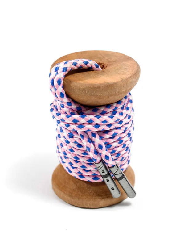 Pink, Blue & White Braided Dress Laces sold by Whiskers Laces