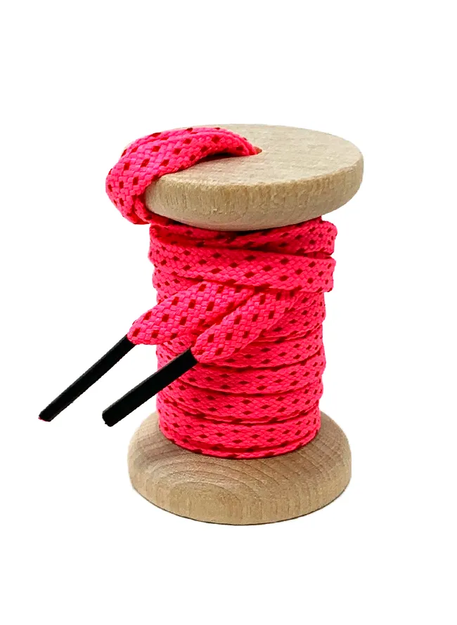 Neon Pink & Red Flat Ticked Sneaker Laces sold by Whiskers Laces