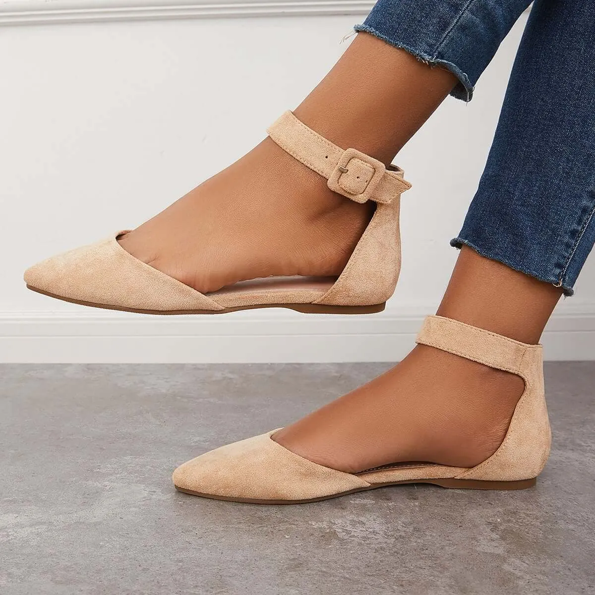 Pointed Toe Ankle Strap Flats Plain Ballet Shoes sold by Tinstree product image thumbnail 2