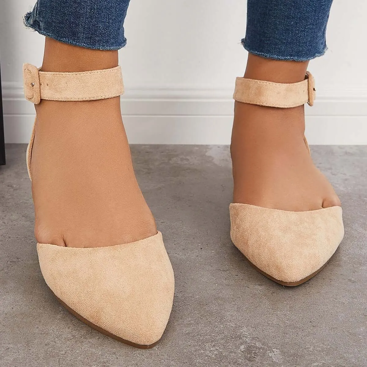 Pointed Toe Ankle Strap Flats Plain Ballet Shoes sold by Tinstree product image thumbnail 4