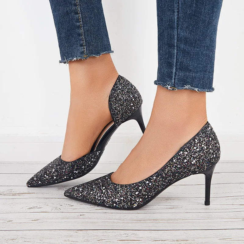 Rhinestone Stilettos High Heel Pumps Pointed Toe Party Shoes sold by Tinstree