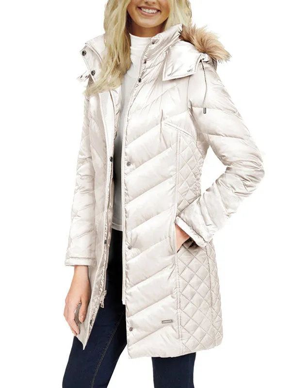 Womens Winter Thicken Puffer Coat Packable Long Down Removable Fur Hood Jacket sold by Tinstree