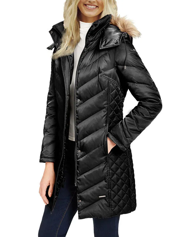 Womens Winter Thicken Puffer Coat Packable Long Down Removable Fur Hood Jacket sold by Tinstree product image thumbnail 3