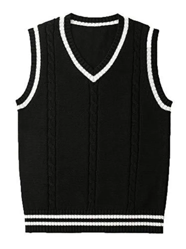 Women V-Neck Knit Sweater Vest Sleeveless Casual Pullover Knitwear sold by Tinstree