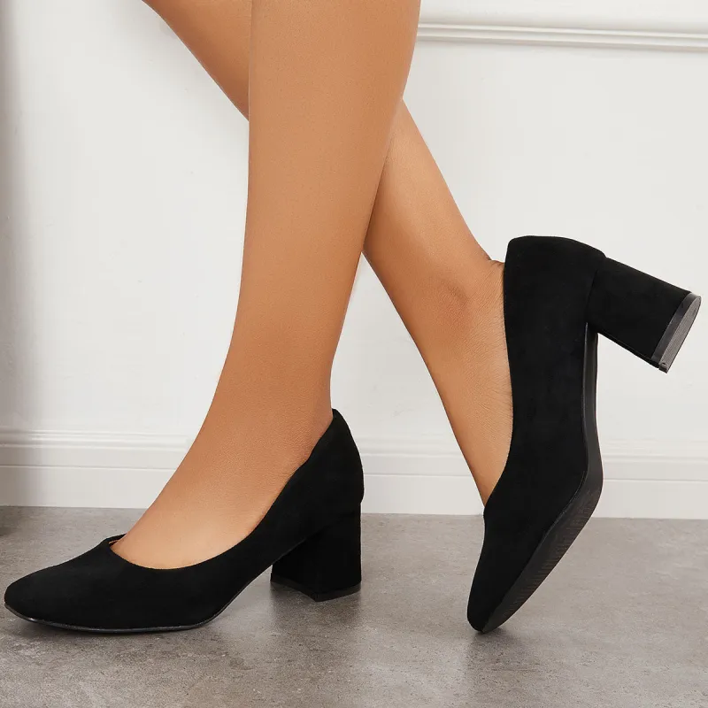 Closed Toe Block Chunky High Heel Pumps Dress Shoes sold by Tinstree